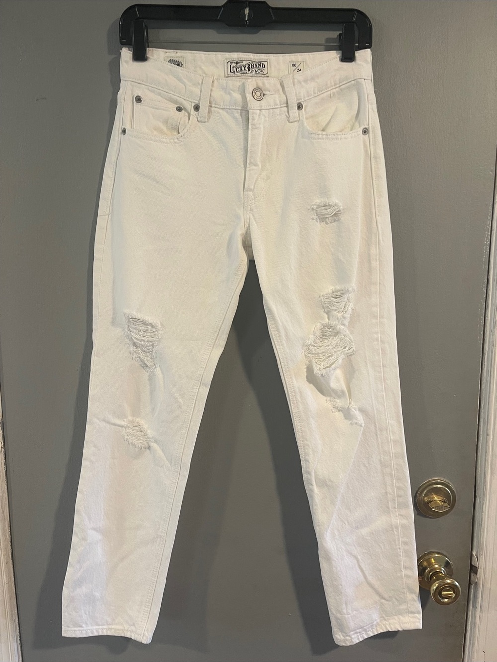 Lucky Brand Sienna Slim Boyfriend Jeans Distressed White Size 00 / 24